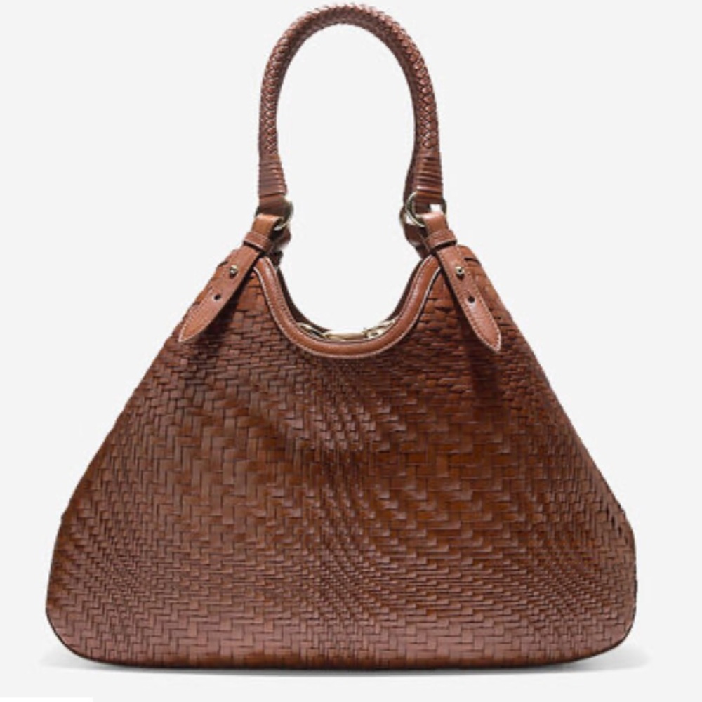 RARE! Cole Haan GENEVEIVE Dark Brown Woven Shoulder Bag